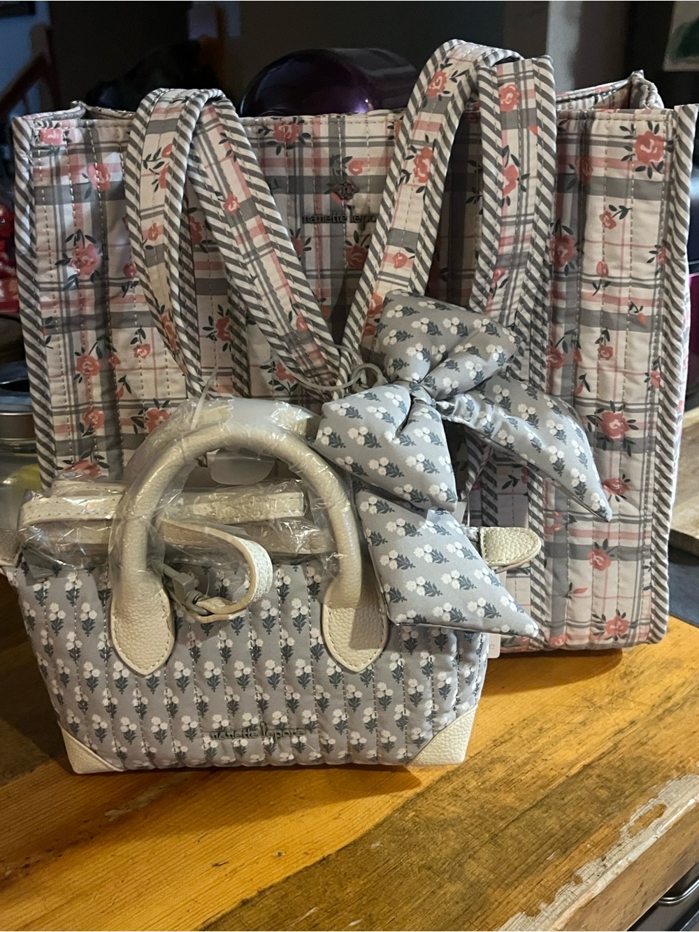 Nanette Lepore Arabella 3 pc Tote with Mini Satchel/Crossbody and Detachable Bow
